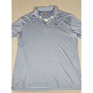 Callaway Opti Dri Mens XL Polo Shirt Blue Geometric Pattern Performance Golf